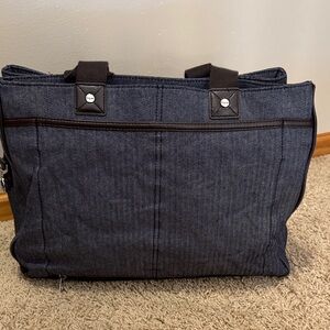 Thirty One Suite Success Tote Denim Leather Travel, Shoulder Crossbody Bag